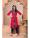 Demure Magenta Jacquard Kurti