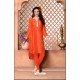 Groovy Orange Jacquard Chanderi Kurti