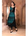 Classy Teal Green-Black Fox Georgette Kurti