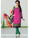 Eye-catchy Print Work Rose Pink Churidar Designer Suit