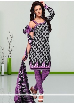 Entrancing Cotton Print Work Churidar Suit