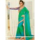 Divine Chiffon Satin Blue And Green Designer Saree