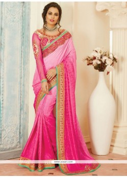 Gratifying Rose Pink Designer Saree