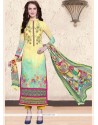 Glowing Print Work Faux Georgette Multi Colour Pant Style Suit