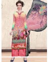 Vivid Faux Georgette Multi Colour Print Work Designer Palazzo Suit