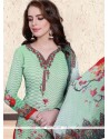 Gratifying Faux Georgette Sea Green Pant Style Suit