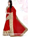 Noble Red Faux Georgette Saree