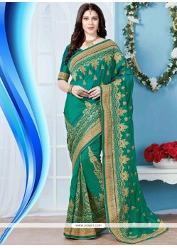 Marvelous Crepe Silk Patch Border Work Traditional Saree