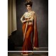 Stylish Crepe Silk Brown Designer Traditional Saree