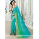 Sonorous Faux Georgette Aqua Blue And Green Shaded Saree