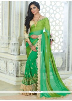 Latest Faux Georgette Green Shaded Saree