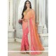 Mystic Faux Georgette Peach And Pink Shaded Saree