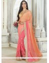 Mystic Faux Georgette Peach And Pink Shaded Saree