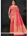 Superlative Rose Pink Banarasi Silk Traditional Designer Saree