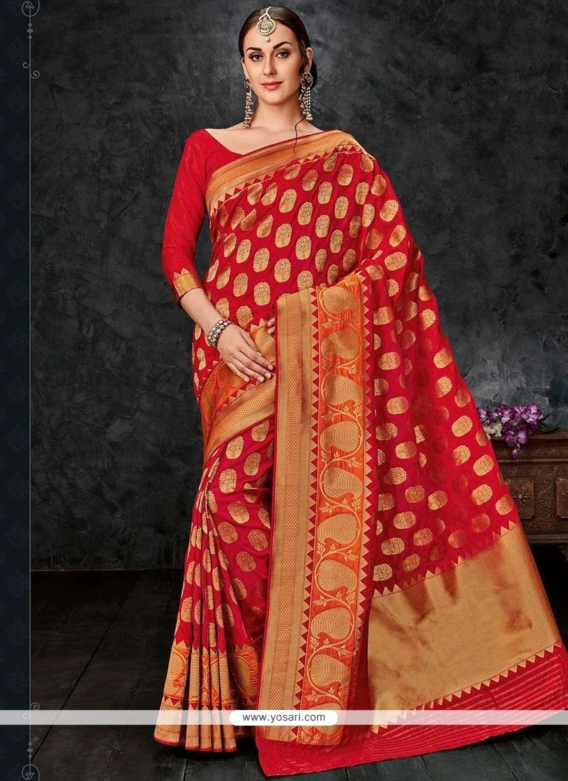 Mesmerizing Banarasi Silk Weaving Work Traditional Designer Saree