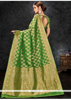 Celestial Banarasi Silk Green Traditional Designer Saree