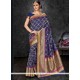 Dignified Banarasi Silk Navy Blue Weaving Work Designer Traditional Saree