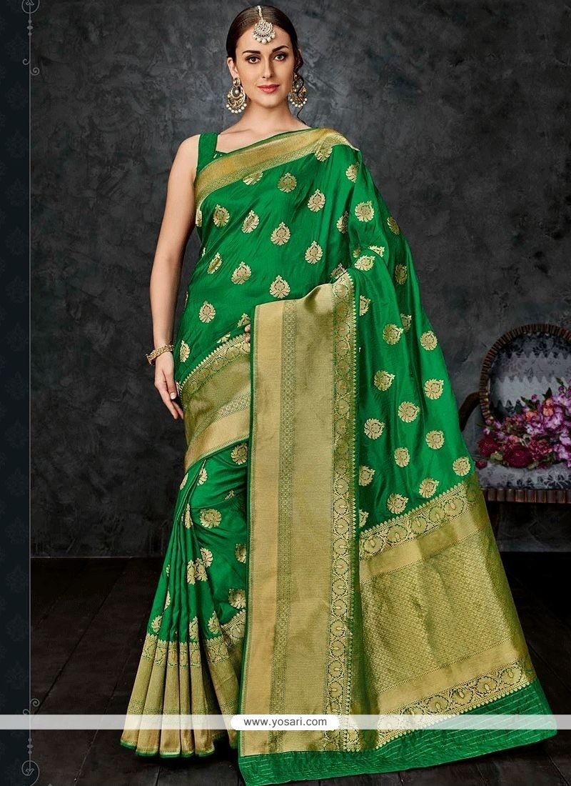 Invigorating Banarasi Silk Green Traditional Designer Saree