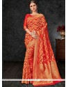 Orange Weaving Work Banarasi Silk Designer Traditional Saree