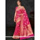 Aspiring Banarasi Silk Hot Pink Traditional Designer Saree