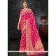 Weaving Banarasi Silk Designer Traditional Saree In Hot Pink