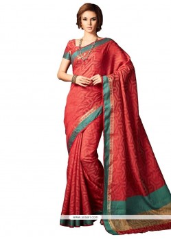 Sightly Art Silk Red Designer Traditional Saree
