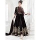 Adorning Lace Work Black Net Anarkali Suit