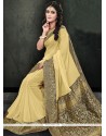 Sophisticated Cream Patch Border Work Faux Georgette Saree