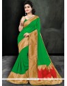 Gilded Patch Border Work Faux Georgette Saree