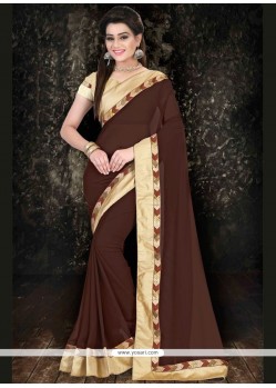 Whimsical Faux Georgette Patch Border Work Saree