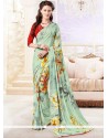 Flamboyant Crepe Silk Multi Colour Printed Saree