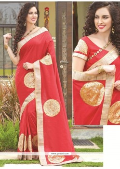 Perfect Art Silk Patch Border Work Designer Traditional Saree