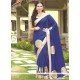 Chic Navy Blue Patch Border Work Art Silk Designer Traditional Saree