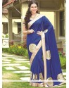 Chic Navy Blue Patch Border Work Art Silk Designer Traditional Saree