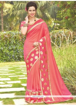 Sonorous Pink Patch Border Work Traditional Designer Saree