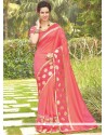 Sonorous Pink Patch Border Work Traditional Designer Saree