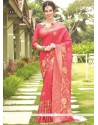 Fancy Work Art Silk Designer Traditional Saree In Rose Pink