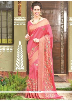 Distinguishable Hot Pink Designer Traditional Saree