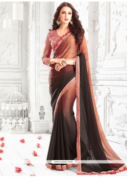 Perfect Faux Georgette Brown Shaded Saree