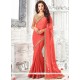Gilded Faux Georgette Red Saree