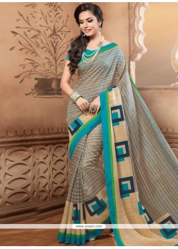 Multi Colour Print Work Cotton Silk Casual Saree