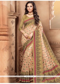 Bedazzling Cotton Silk Beige Casual Saree