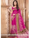 Ethnic Print Work Magenta Cotton Silk Casual Saree