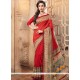 Outstanding Print Work Red Casual Saree