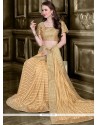 Beige Patch Border Work Lycra Classic Saree