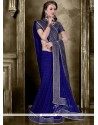 Capricious Patch Border Work Blue Classic Designer Saree