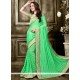 Glitzy Sea Green Patch Border Work Classic Saree