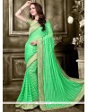 Glitzy Sea Green Patch Border Work Classic Saree