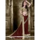 Mystical Brown Patch Border Work Lycra Designer Saree