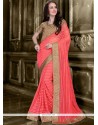 Stylish Lycra Peach Designer Saree